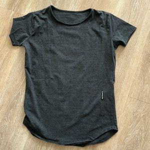 Alphalete Wide-Neck Longline Tee - Charcoal Grey